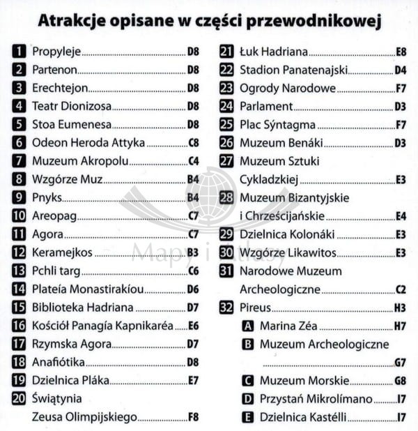 Ateny. Laminowana mapa / Plan miasta + Miniprzewodnik wydawnictwa ExpressMap. Spis atrakcji