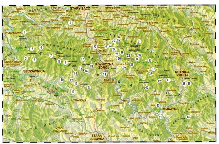Panoramy widokowe Beskidu Sądeckiego. Przewodnik dla łowców krajobrazów wydawnictwa WiT.  Skorowidz map i panoram