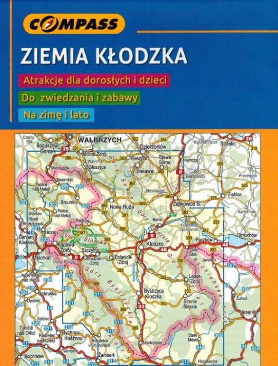 Ziemia Kłodzka 1:100 000. Mapa atrakcji turystycznych wydawnictwa Compass. Zasięg