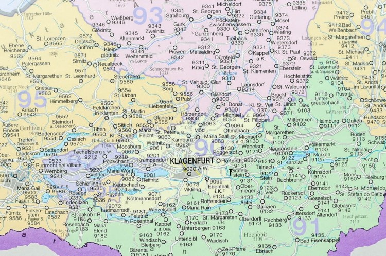 Austria 1:500 000. Mapa ścienna kodowa wydawnictwa Freytag & Berndt. Fragment 6