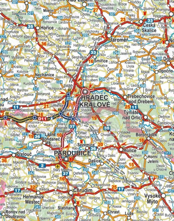 Czechy i Słowacja 1:500 000. Mapa samochodowa wydawnictwa Compass. Fragment 1