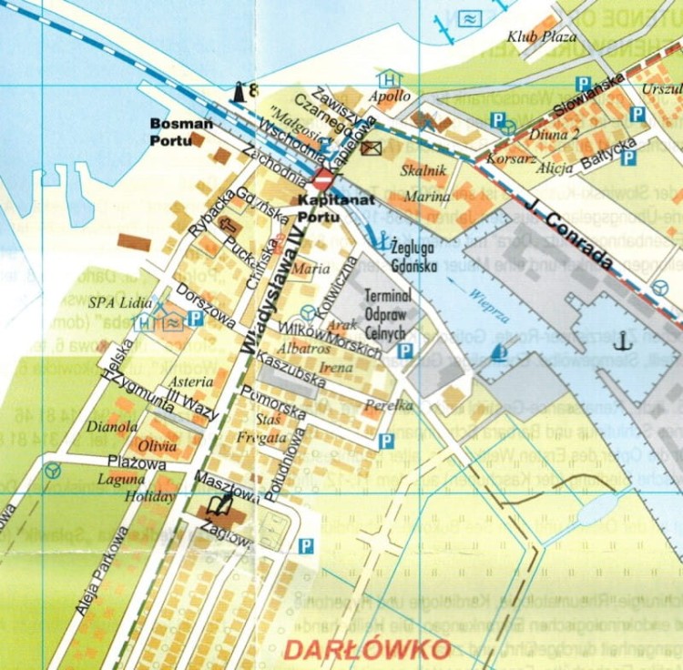 Darłowo. Mapa turystyczna / Plan miast wydawnictwa BiK. Fragment