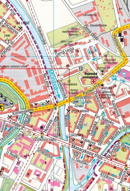Ołomuniec i okolice / Olomouc, okoli Olomouce. Mapa / Plan miasta wydawnictwa Freytag & Berndt. Fragment 1