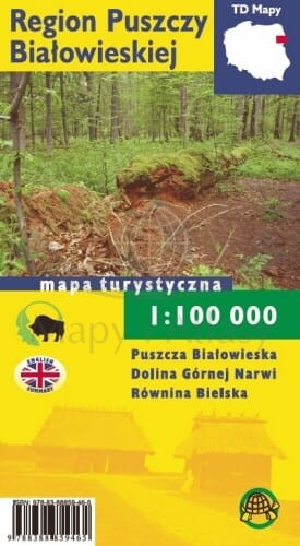 Region Puszczy Białowieskiej 1:100 000. Laminowana mapa turystyczna wydawnictwa TD. Okładka