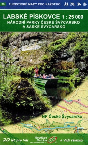 Łabskie Piaskowce, Czeska i Saska Szwajcaria. Mapa turystyczna 38 wydawnictwa Geodezie On Line. Okładka