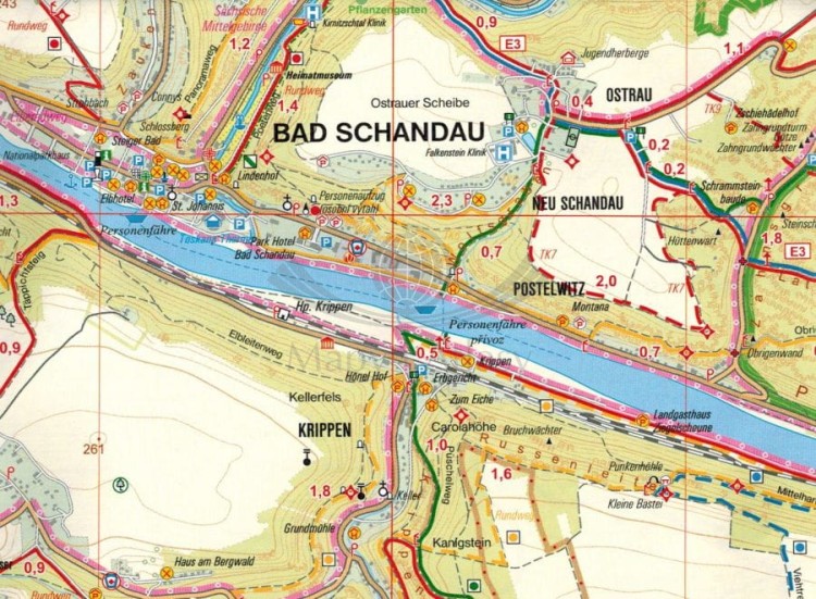 Łabskie Piaskowce, Czeska i Saska Szwajcaria. Mapa turystyczna 38 wydawnictwa Geodezie On Line. Fragment 1