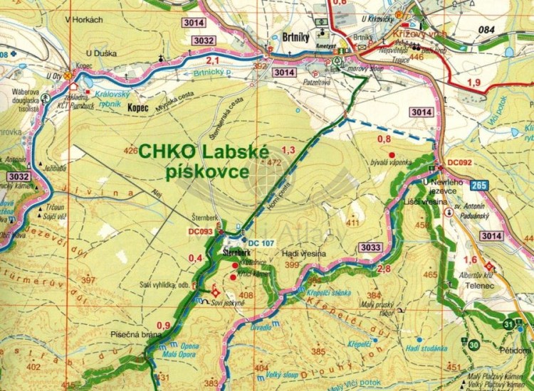 Łabskie Piaskowce, Czeska i Saska Szwajcaria. Mapa turystyczna 38 wydawnictwa Geodezie On Line. Fragment 2