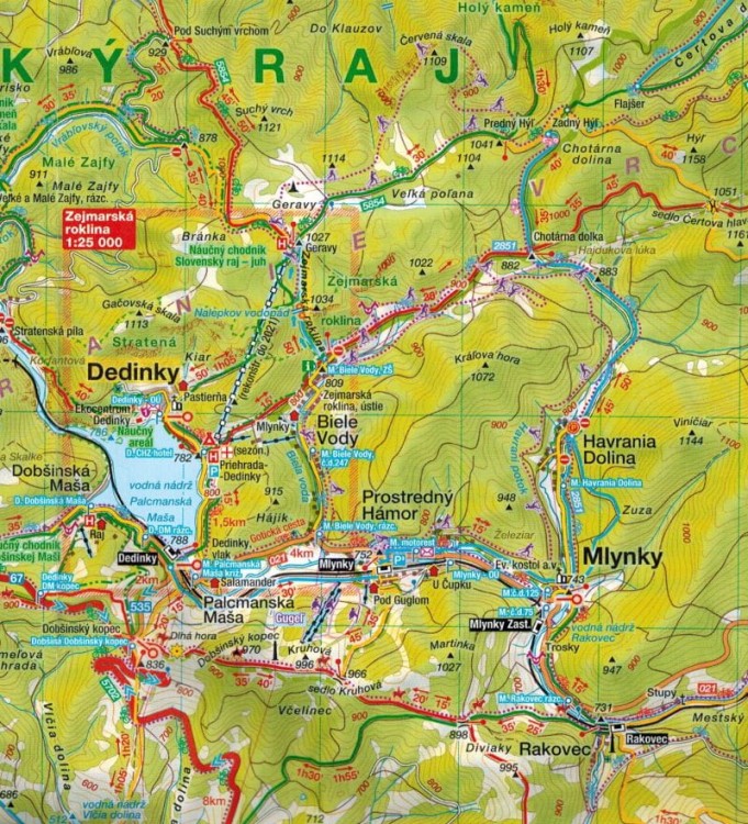 Słowacki Raj 1:50 000/1:25 000. Mapa turystyczna 5005 wydawnictwa Tatra Plan. Fragment 1