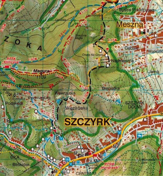Beskid Śląski 1:50 000. Laminowana mapa turystyczna wydawnictwa WiT. Fragment 2