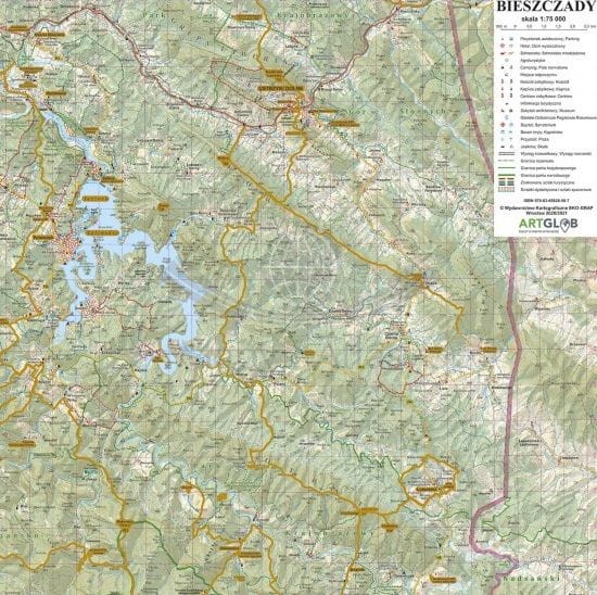 Bieszczady. Mapa zdrapka wydawnictwa ArtGlob. Fragment 1