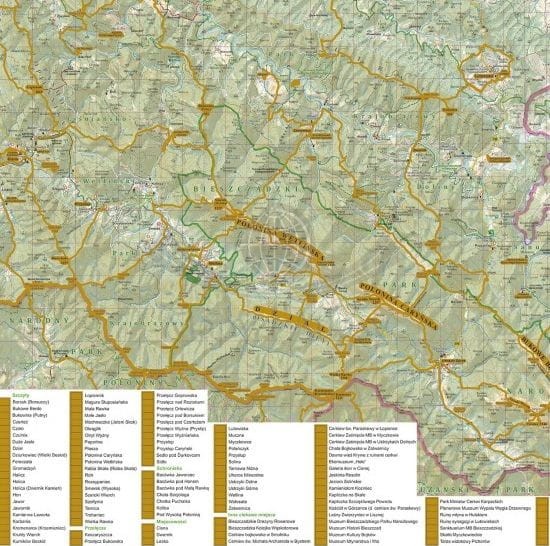 Bieszczady. Mapa zdrapka wydawnictwa ArtGlob. Fragment 2