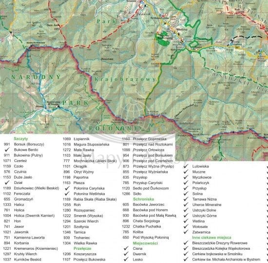 Bieszczady. Mapa zdrapka wydawnictwa ArtGlob. Fragment 4