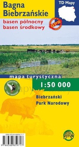 Bagna Biebrzańskie 1:50 000. Basen północny i środkowy. Laminowana mapa turystyczna wydawnictwa  Agencja TD