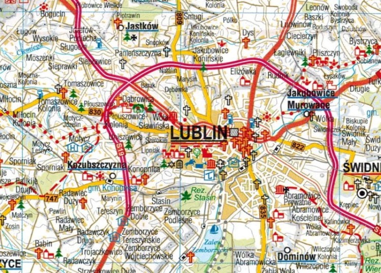 Województwo lubelskie 1:300 000. Laminowana mapa administracyjno-turystyczna wydawnictwa BiK.  Fragment 1