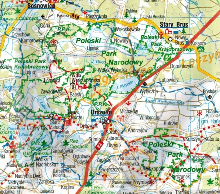 Województwo lubelskie 1:300 000. Laminowana mapa administracyjno-turystyczna wydawnictwa BiK.  Fragment 2