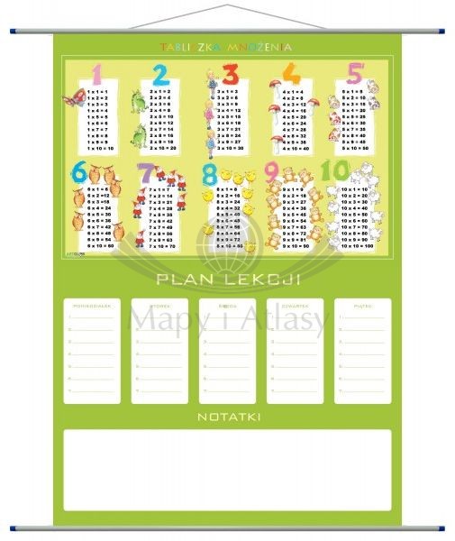 Plan lekcji + tabliczka mnożenia do ćwiczeń