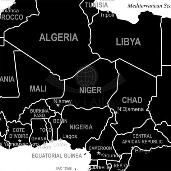 The World mapa ścienna MIDI polityczno-konturowa. Wydawnictwo: ArtGlob. Fragment 2
