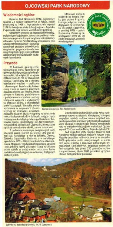 Ojcowski Park Narodowy. Laminowana mapa turystyczna wydawnictwa Compass. Informator
