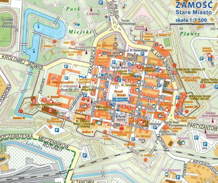 Roztocze Środkowe 1:50 000. Mapa turystyczna wydawnictwa Compass. Przykładowy plan miasta
