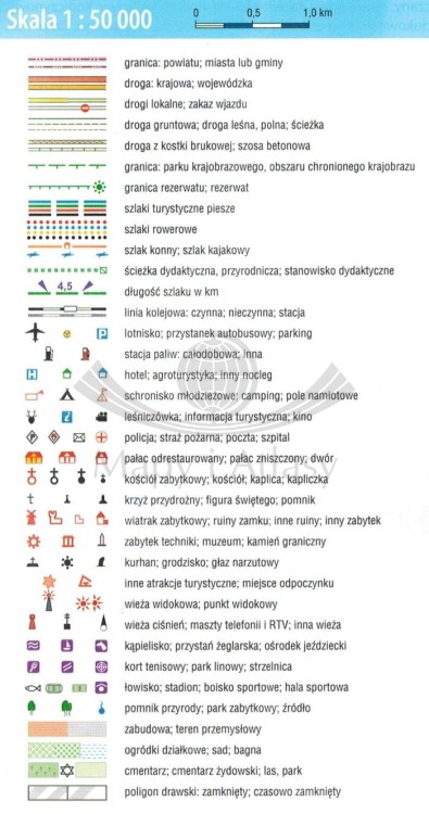 Pojezierze Drawskie, część zachodnia 1:50 000. Mapa turystyczna wydawnictwa Galileos. Legenda