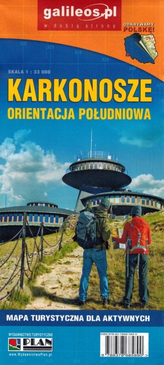 Karkonosze 1:33 000. Orientacja południowa. Mapa turystyczna wydawnictwa Galileos. Okładka