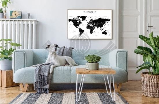 The World. Mapa MIDI polityczna, konturowa w wersji magnetycznej. Wydawnictwo: ArtGlob. Przykład aranżacji