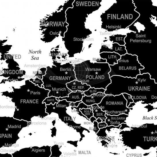 The World. Mapa polityczna, konturowa w wersji do wpinania. Wydawnictwo: ArtGlob. Fragment 1