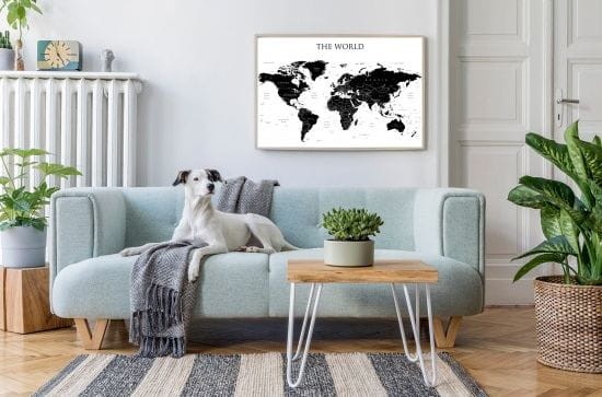 The World. Mapa polityczna, konturowa w wersji magnetycznej. Wydawnictwo: ArtGlob. Przykład aranżacji