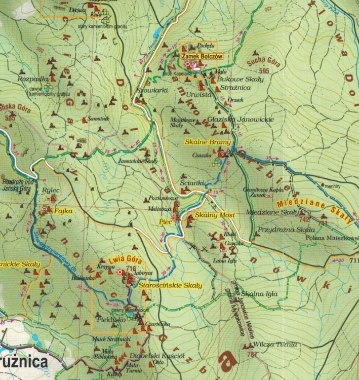 Rudawy Janowickie 1:25 000. Mapa turystyczna wydawnictwa Galileos. Fragment 2