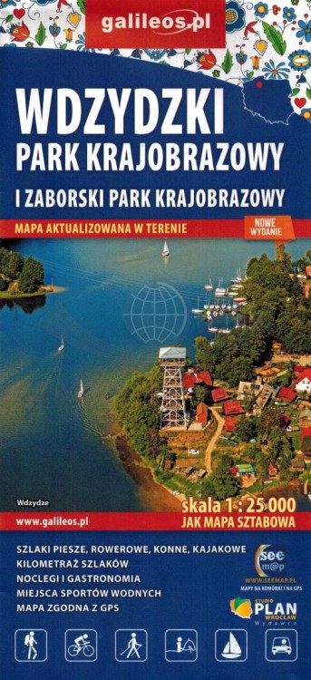 Wdzydzki i Zaborski Park Krajobrazowy. Mapa turystyczna wydawnictwa Galileos. Okładka