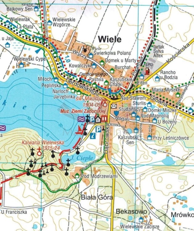 Wdzydzki i Zaborski Park Krajobrazowy. Mapa turystyczna wydawnictwa Galileos. Fragment 2