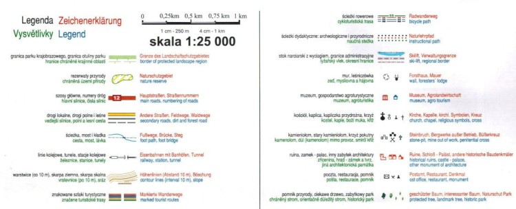 Masyw Ślęży, Sobótka 1:25 000. Mapa turystyczna wydawnictwa Galileos. Legenda 1
