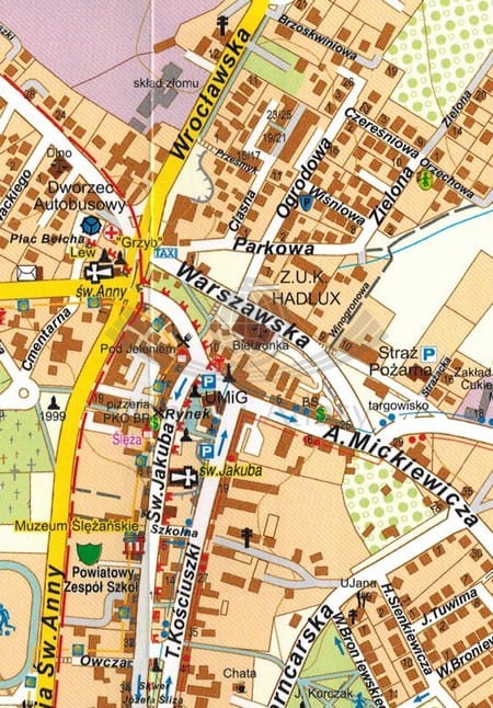 Masyw Ślęży, Sobótka 1:25 000. Laminowana mapa turystyczna wydawnictwa Galileos. Plan miasta - fragment