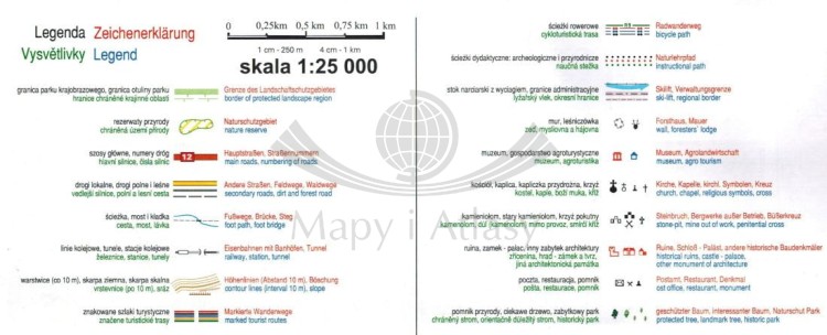 Masyw Ślęży, Sobótka 1:25 000. Laminowana mapa turystyczna wydawnictwa Galileos. Legenda 1