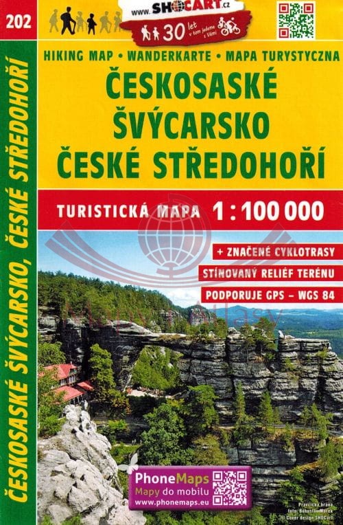 Czeska i Saksońska Szwajcaria, Średniogórze Czeskie. Mapa turystyczna 202. Shocart