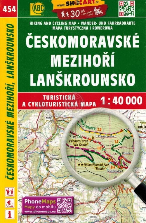 Czeskomorawskie Śródgórze / Ceskomoravske Mezihori, Lanskrounsko. Mapa turystyczna 454. Shocart