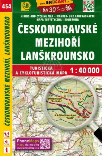Ceskomoravske Mezihori, Lanskrounsko. Mapa turystyczna 454 wydawnictwa Shocart. Okładka