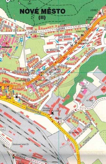 Decin i okolice. Czeskie Średniogórze, Saksonia, Czeska Szwajcaria. Plan miasta / Mapa turystyczna wydawnictwa Freytag & Berndt. Fragment 2