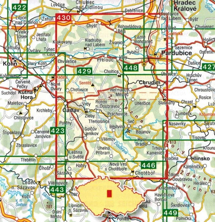 Zelezne Hory. Mapa turystyczna 430 wydawnictwa Shocart. Zasięg
