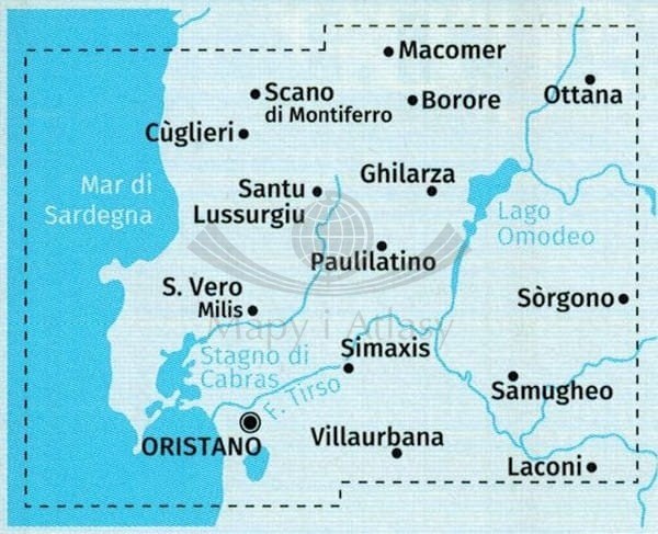 Sardynia Środkowa. Zestaw czterech map turystycznych wydawnictwa Kompass. Mapa 2 - zasięg