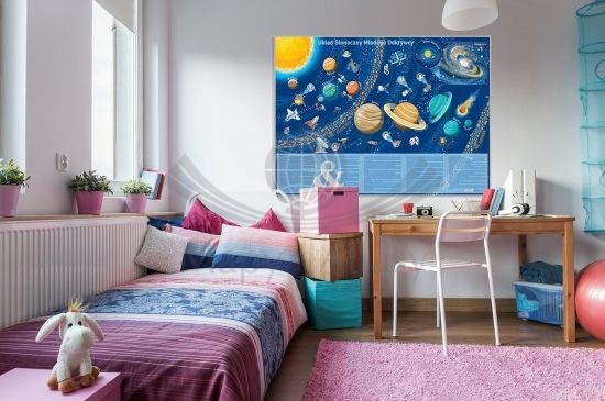 Układ Słoneczny Młodego Odkrywcy. Mapa dla dzieci w wersji magnetycznej. Przykład aranżacji 1