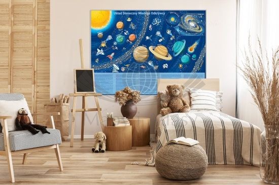 Układ Słoneczny Młodego Odkrywcy. Arkusz, mapa ścienna dla dzieci. Przykład aranżacji 2