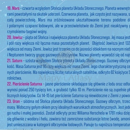 Układ Słoneczny Młodego Odkrywcy. Naklejka, mapa ścienna dla dzieci. Fragment 6