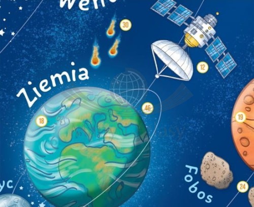 Układ Słoneczny Młodego Odkrywcy. Naklejka XL, mapa ścienna dla dzieci. Fragment 1