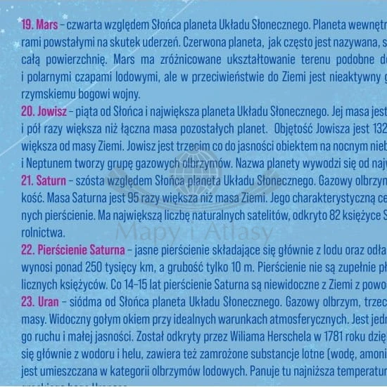 Układ Słoneczny Młodego Odkrywcy. Naklejka XXL, mapa ścienna dla dzieci. Fragment 6