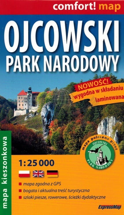 Ojcowski Park Narodowy 1:25 000. Laminowana, kieszonkowa mapa turystyczna. Wyd. 2025. ExpressMap