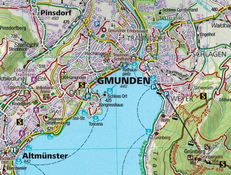 Salzkammergut. Zestaw dwóch map turystycznych 229 wydawnictwa Kompass. Mapa 2 - fragment 1