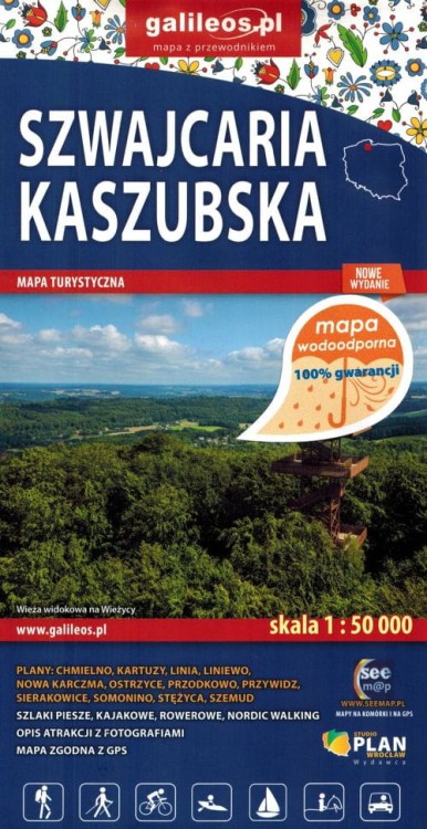 Szwajcaria Kaszubska 1: 50 000. Wodoodporna mapa turystyczna wydawnictwa Galileos. Okładka