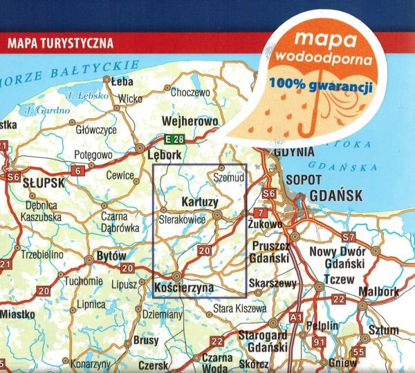 Szwajcaria Kaszubska 1: 50 000. Wodoodporna mapa turystyczna wydawnictwa Galileos. Zasięg