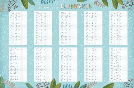 Dodawanie. Podkładka edukacyjna na biurko. Strona 2